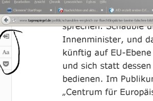 Leseansicht Bedienelemente